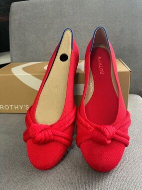 Rothy's Red Knot Ballet Flats - Women's Slip-On Knit Loafers 10.5 Women’s